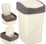 Ведро д/мусора 10л с откид.крыш (вверх/низ) сл.кость/шоколад,прям.(23,5х19,5 h34см) (8)