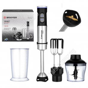 Блендерный н-р 1500Вт 10ск,измельчитель 0,6л,стакан 0,8л,черный/серебристый 