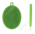 Мыльница-щётка (силикон) 1шт овал (12х9см) щетинки 5мм,зелен (24)