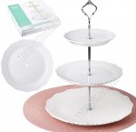 Белый узор Фруктовница 3-х ярус. d15/20/28 h37см