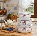 Elan/Лаванда Миска с пластиковыми крышками Н-р 3шт (0,7/1,0/1,4л) п/у