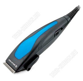 Машинка для стрижки (сеть) 15Вт, 4 насадки  (3-12мм) лезвия сталь, щеточка, масло, цвет черный/синий (20) 