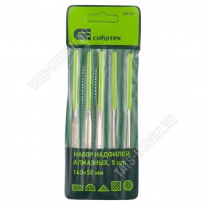 Н-р надфилей алмазных  5шт 140х50х3мм, обрезин.рукоятка