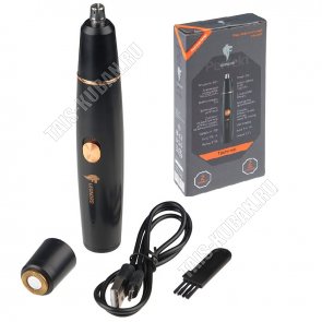 Триммер д/носа,ушей и бровей (акум) 3Вт, черный/золото (120) 