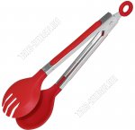 Щипцы кухонные L17,5см(ложка-вилка) нерж+силикон красн, кольцо д/подвеш