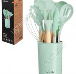 Кухонный н-р 12пр в стакане d10 h13см,пудр.зеленый (24)