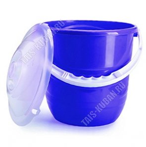 Ведро 12л с крыш.прозрач/синий (d32 h31см) 