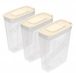 Емкость д/сыпучих Н-р 3шт 1,8л-3шт с дозат,прозр/беж,прям.(17х8,5 h25см) (24)