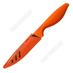 Нож универс с чехлом L11см с открывалкой для бутылок,нерж+пластик.руч,оранж,блистер (12) 