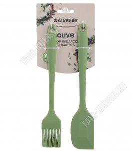 Olive Набор 2предмета (кисточка кулинарная L20,5х3см,лопатка L21х4cм),силикон (6) 