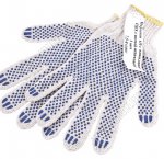 Перчатки  ХБ 8класс 4 нити рабочие,с ПВХ точк,бел (10/200)