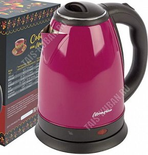 Чайник нерж.1,8л 1500Вт диск,защ б/воды,повор.360,свет.индик,цв.бордо (12) 