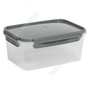 Контейнер серый 1,6л крыш. 4 защ,прям.(20,5х14 h9см) (16) 