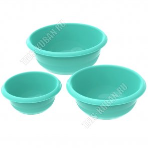 Миска Н-Р 3шт,бирюза, кругл 1,3+2,7+5л (14) 