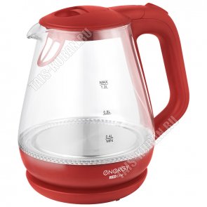 Чайник стекло 1,2л 1650Вт диск, цвет красный (8) 