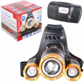 Фонарь налобн,аккумулят 3LED 4Вт,2LED 3Вт,дневн.9000К (50)