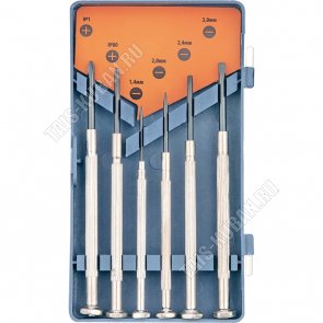 Н-р Отверток д/точных работ 6шт.(SL1,4, SL2,0, SL 2,4, SL3,0, Ph00, Ph0.) пласт.бокс 