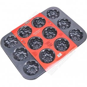 Форма д/кексов, чёрн/бел, на 12ячеек (36х27 h3см) 