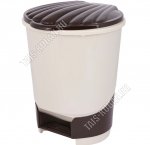 Ведро для мусора с педалью 18л овал (32х30 40hсм) слоновая кость/коричневый (2) 