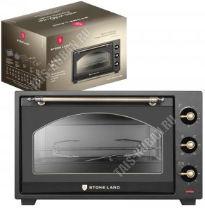Печь электрическая 60л, 2000Вт (конвекция/вертел для гриля) 2ое термостекло, черный, Stone Land (1) 