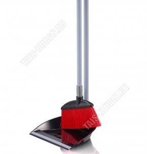 Набор Совок мягк.кром 24х18см +Щётка L22см,ворс h8см,вертикал.руч.h90см,черный 