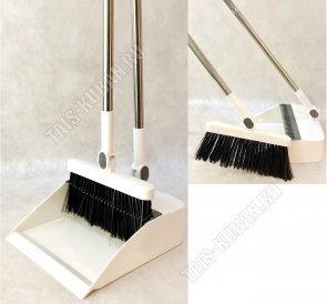 Набор Совок-бокс 25х23,5см с зубчат.накладкой д/очист+Щётка с регулир.наклон L22см,белый (12) 