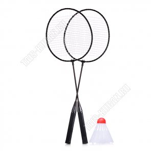 Бадминтон 2ракетки d20см, L60см+волан, металл,пластик.ручка,в сетке,микс (50) 