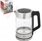Чайник стекло.1,7л 2200Вт, стальной (12)