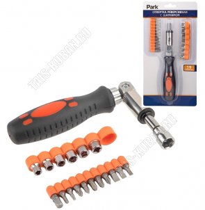 Н-р отвертка реверсивная с шарниром н-р 19предметов, блистер (48)(12)