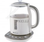 Чайник стекло 1,7л 2200Вт диск,подсветка,4режима t (70-100С°),поддержание t,автоотключение,вращение 360°, кофейный (6)