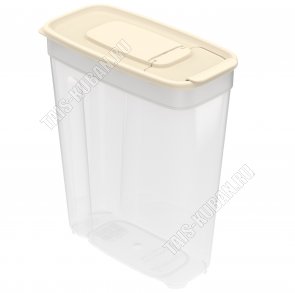 Емкость д/сыпучих 1,8л с дозат,прозр/беж,прям.(17х8,5 h20,5см) (50) 