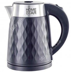 Чайник пластик+нержавеющая сталь 1,7л 1500Вт диск,рельефный корпус,черный (12) 