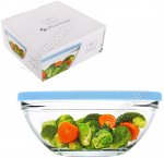 CHEF'S п/у Салатник d23см 1,6л с пласт.голуб.крышкой (4)