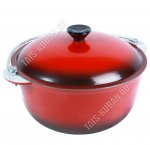 Казан походный (эмаль) 2,0л d18,5 h10см с металлической крышкой и дужкой,красный (10)