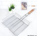 Решетка глубок 34х26х6см, дерев.руч, хром BBQ GRILL (24)