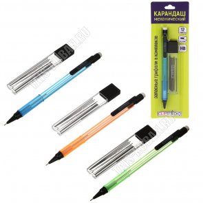 Карандаш простой (механич) 0,7мм (HB) +Грифели 12шт (12) 