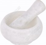 Ступка с пестиком 2пр d9см,h4,5 см,мрамор бел.(24)