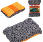 Губка с микрофибр 2-х сторон. микроворс (21х11 h5см) черн/оранж (4)