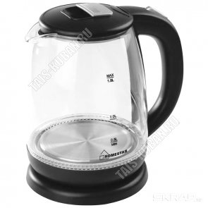 Чайник стекло 1,8л 1500Вт диск,подсветка,защ.б/воды,автооткл,пов.360,черн (6) 