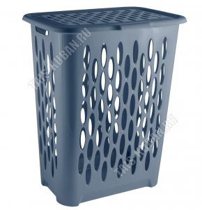 Корзина д/белья 37л с крыш,графит, прям (4) 