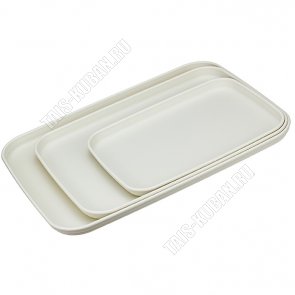 Поднос прям.Н-р 3шт (24х17/30,5х22/35х25 h2см) белый, МП (12) 