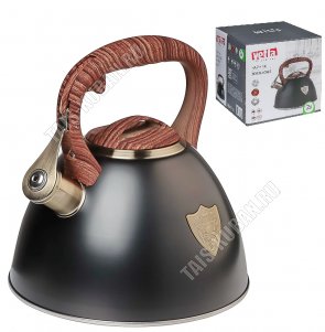 Чайник нержавеющая сталь 2,8л со свистком,чёрный (12) 