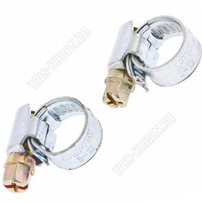 Хомуты метал. 16-27мм.(2шт) стандарт.болт.крепление, шир.9мм. (25) 