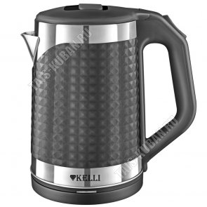 Чайник Ромб пластик+нержавеющая сталь 1,8л 2200Вт диск,внутренняя подсветка,автоотключение,защита без воды,вращение на 360°,двойные стенки,цвет  черный 