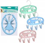 Сушилка подвесная,с прищепками 8шт,д/мелких вещей, овал (13х19см) 3цв.(12)