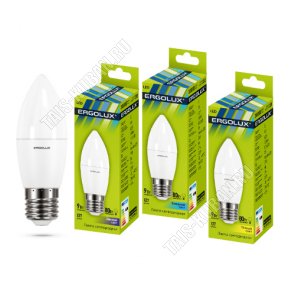 Ergolux-Свеча E27 9Вт, нейтрал(дневн) 4500К (аналог 80Вт обыч.лампы) (10) 