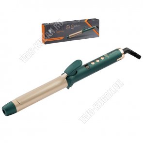 Эл.щипцы для завивки локонов 56Вт d28мм, изумруд/золото (12) 