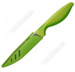 Нож универсальный с чехлом L11см с открывалкой д/бутылок,нержавеющая сталь+пластиковая ручка,зеленый,блистер (12)