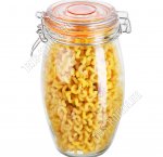 BRAVO Банка с клипсой 1,5л гермет.стекл.крышка (ф.бочка) б/уп, ОРАНЖ