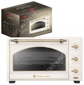Печь электрическая 60л, 2000Вт (конвекция/вертел) 2ое термостекло, кремовый, Stone Land (1) 